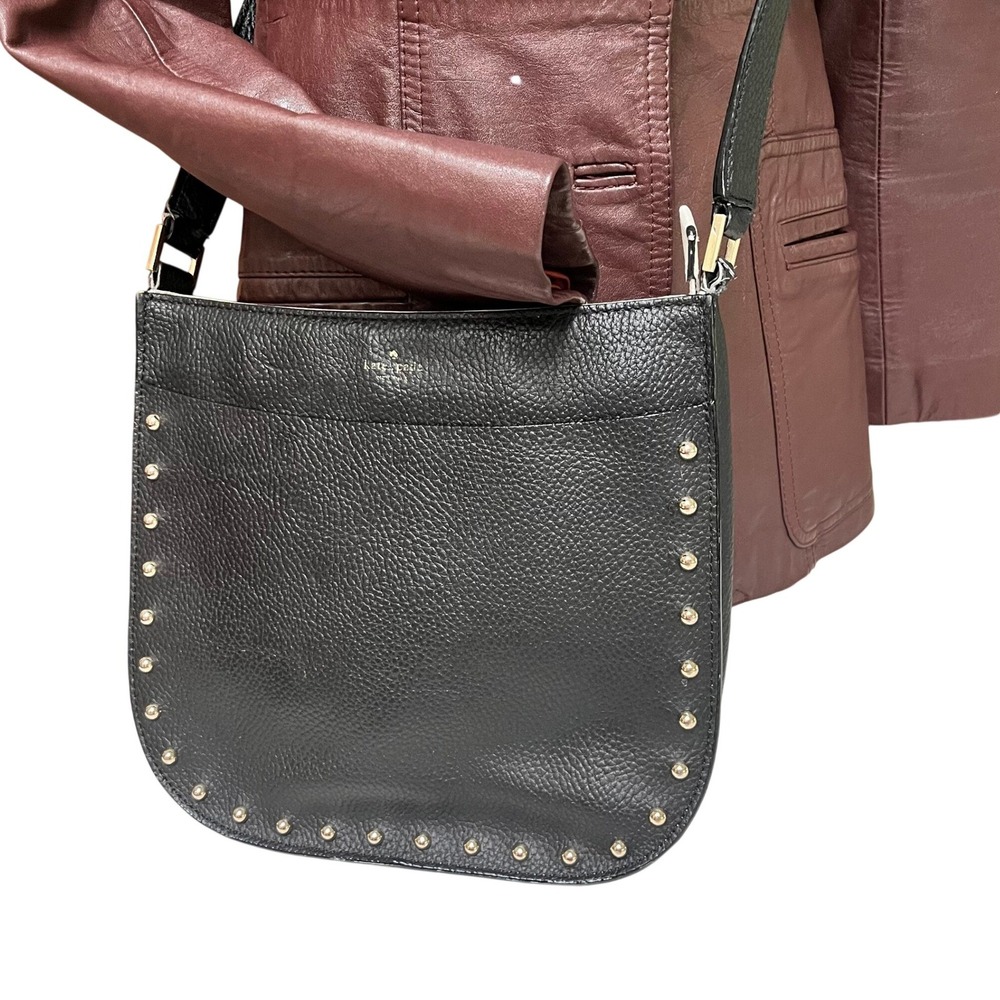 Kate Spade Austin Street Medium Hemsley Black Studded Crossbody Bag Purse Medium
